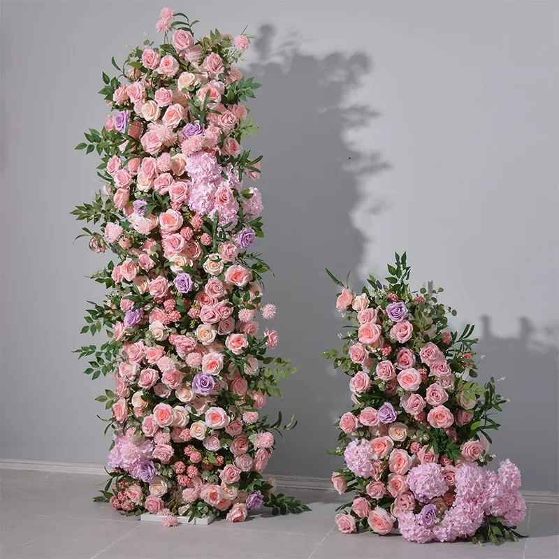 New 200 * 50cm green plant pink flower row wedding proposal ceremony arrangement background flower row simulation flower