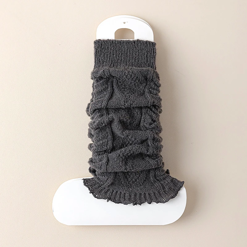 Knitted Leg Warmers Sweet JK Lolita Ankle Warmer Knitted Striped Thickened Stocking Solid Color Leg Covers Winter Stockings