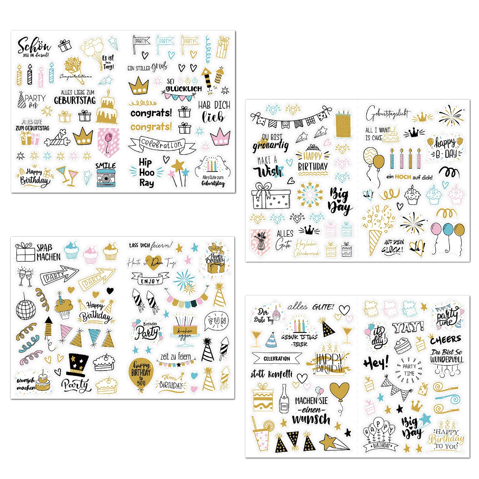 4pcs Waterproof For Kids Cute Scrapbook Guest Book Self Adhesive Birthday Sticker Photo Album Adults Skateboard Exquisite Cards