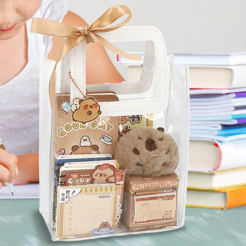 

Набор канцелярских принадлежностей Ka-waii Capybara, богатый мультяшный подарок на выпускной с сумочкой, милый подарок на день рождения для учащихся начальной школы