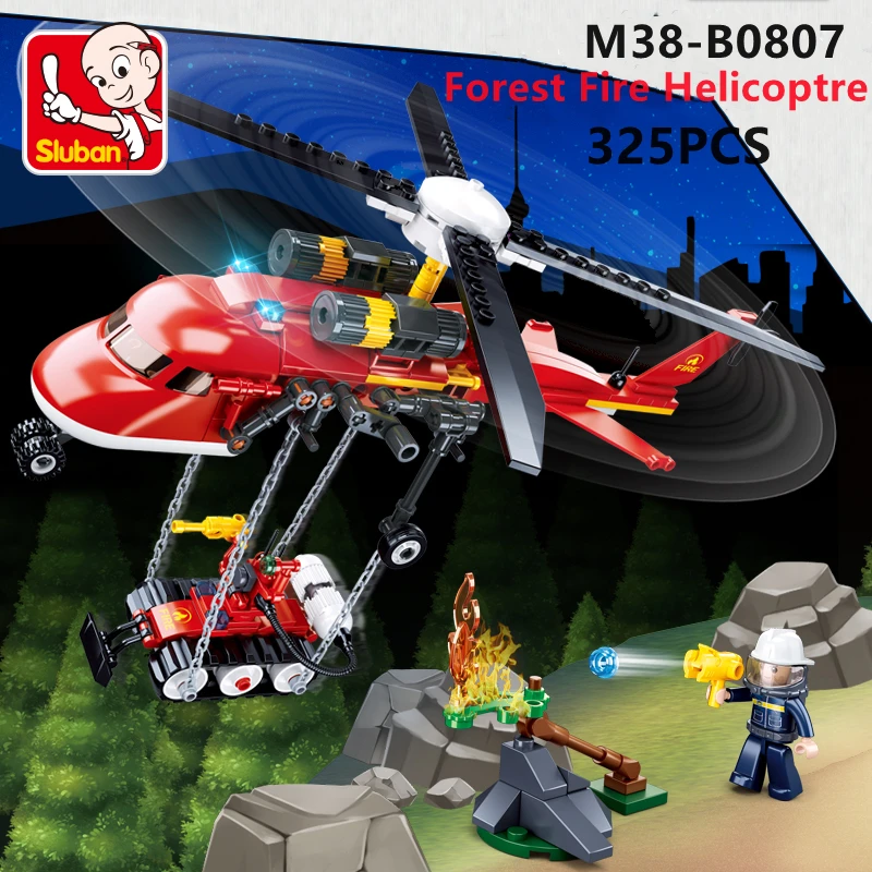 

Sluban Building Block Toys Fire Control B0807 Forest Fire Helicoptre 325PCS Bricks Fighting Car Compatbile With Leading Brands