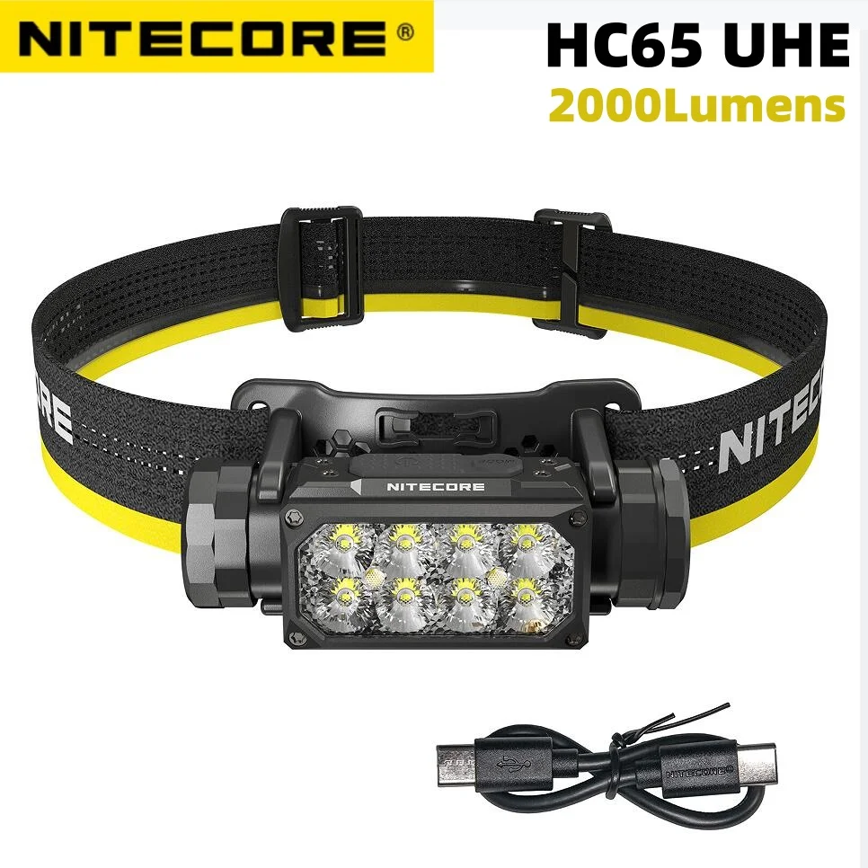 NITECORE HC65 UHE كشافات 2000LM USB-C قابلة للشحن 8 الأساسية NiteLab LED المزدوج شعاع المصباح أضواء العمل مصباح
