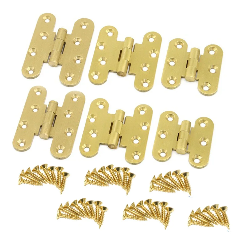 2Pcs Brass 180 Degrees Folding Cabinet Hinges with Screws Furniture Decoration Window Hidden Door Hinge for Jewelry Wooden Box