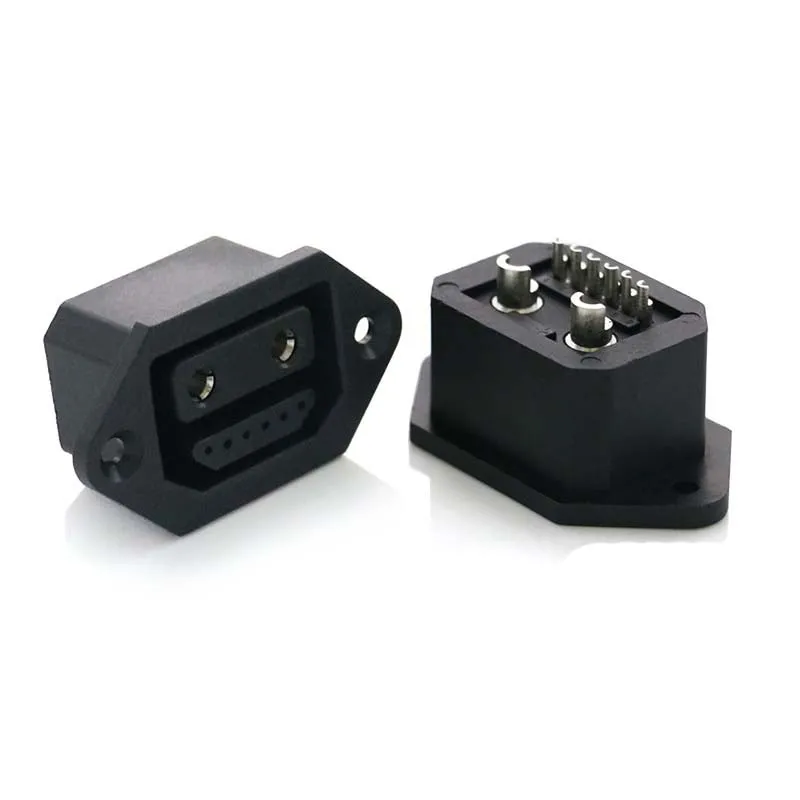 5PCS AC Outlet 2+6 Tower-Style Male/Female Charging Connectors, Triangular Outlet, Lithium-Ion Battery Power Plug