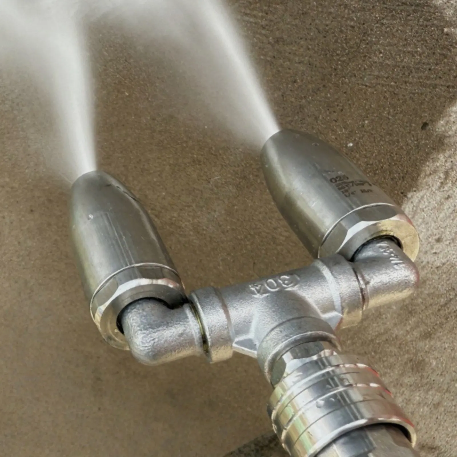 

304 Stainless Steel Spray Nozzle Twin Turbine 360° Rotating Spray Nozzle High Pressure Long-Lasting Metal Build