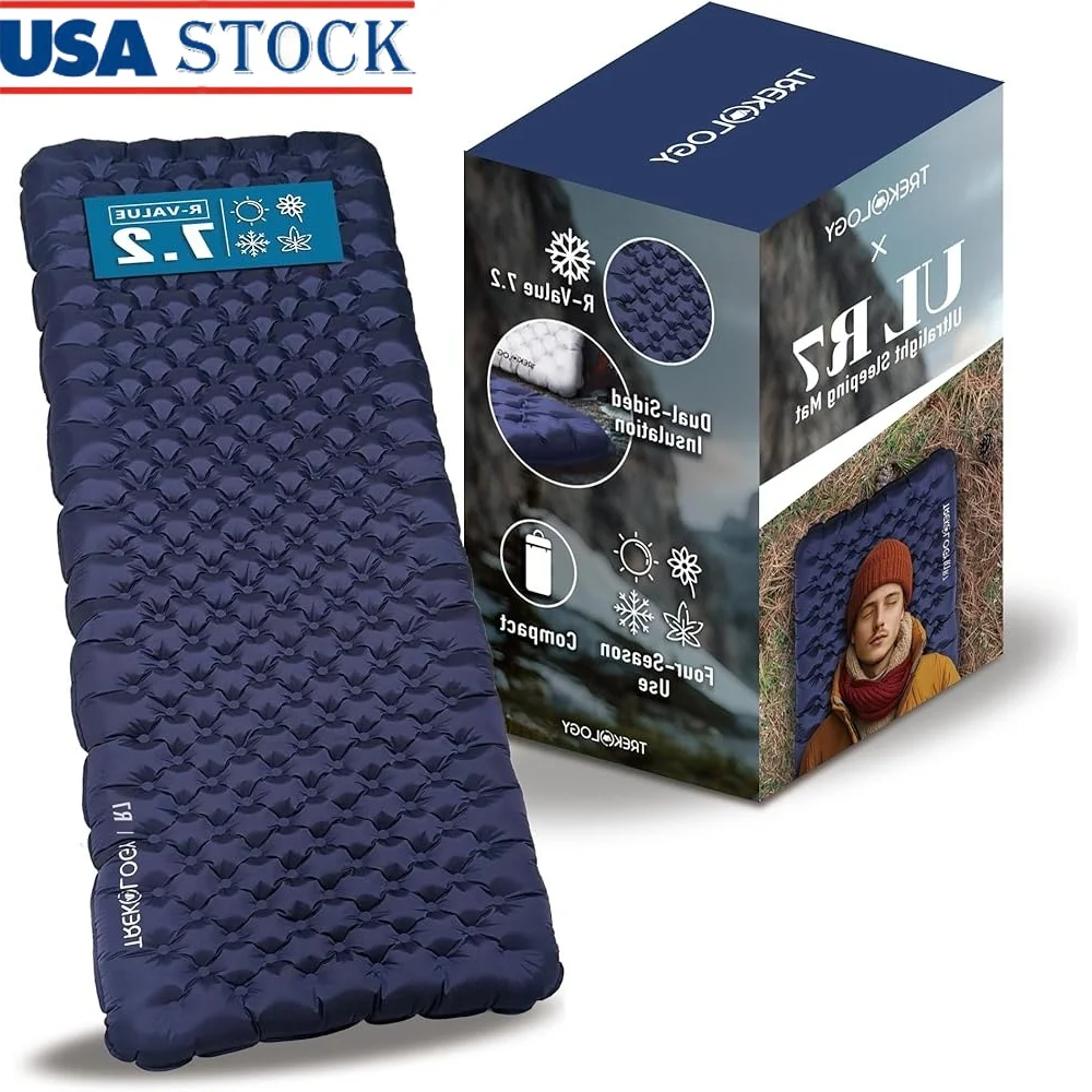 

Ultra-Lightweight Camping Sleeping Pad 4 Inch Thick 7.2 R-Value Waterproof Insulated Mat Compact Durable All Seasons