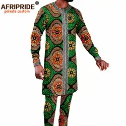 African Men`s Clothing Dashiki Jacket and Pants 2 Piece Set Print Suit Slim Fit Embroidery Long Sleeve Ankara Attire A2116046
