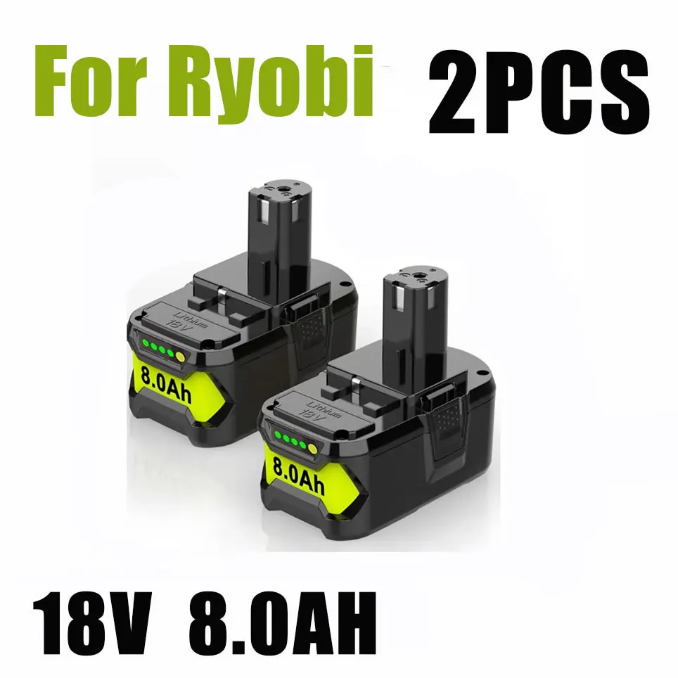 For Ryobi P108 18V 8.0Ah Battery Replacement for ONE+ Series Works with P203 P204 P210 RB18L50 RB18L20 Lithium-ion High Capacity