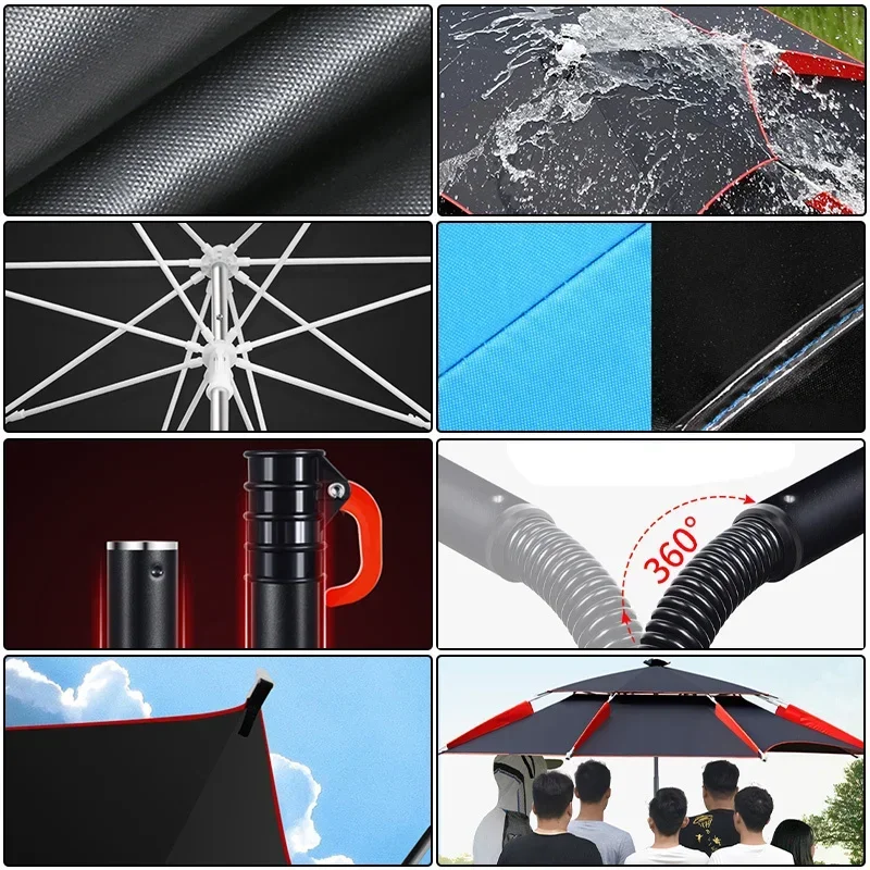 Imagem -05 - Portátil Grande Camping Umbrella Impermeável Anti-uv Parasol ao ar Livre Pesca 360 ° Ajustável 26 m Arc