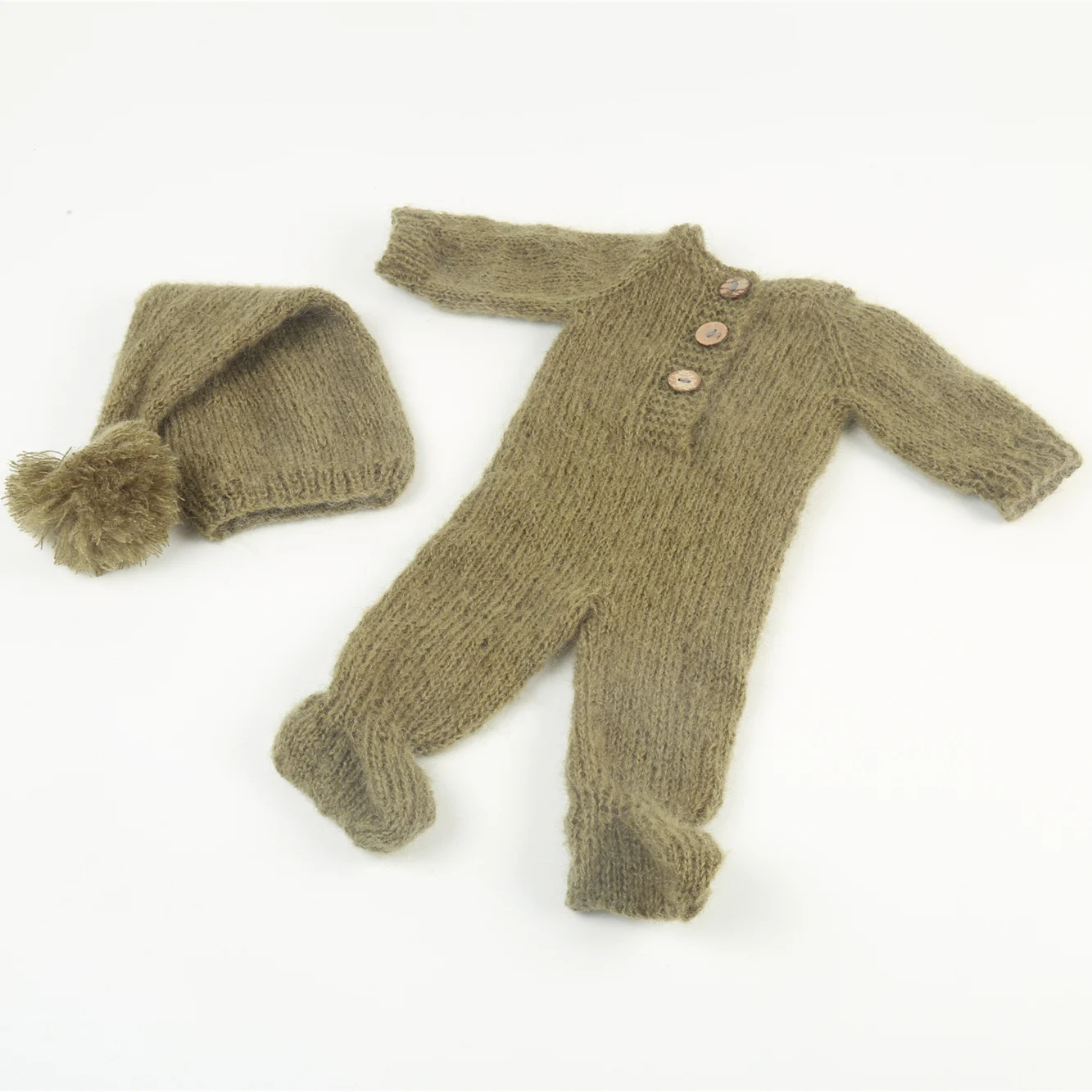 

Newborn Boy Clothes Suit Hat Set Crochet Mohair Footed Romper Knitted Baby Overall Outfit Newborn Photography Props