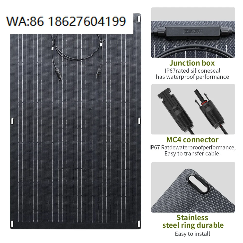 520W Half Cell Solar Panel, ETFE Semi-Monocrystalline 20.9% Efficiency Flexible Off Grid Module