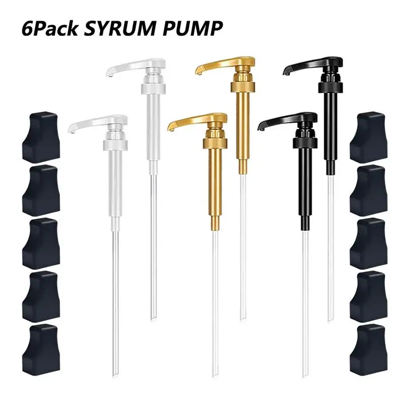 【M】1/6Pcs Syrup Pump Coffee Syrup Pump Dispenser Gold Syrup Pump Topper For 25.4oz Syrup Bottle Syrup Pumps For Coffee Bar