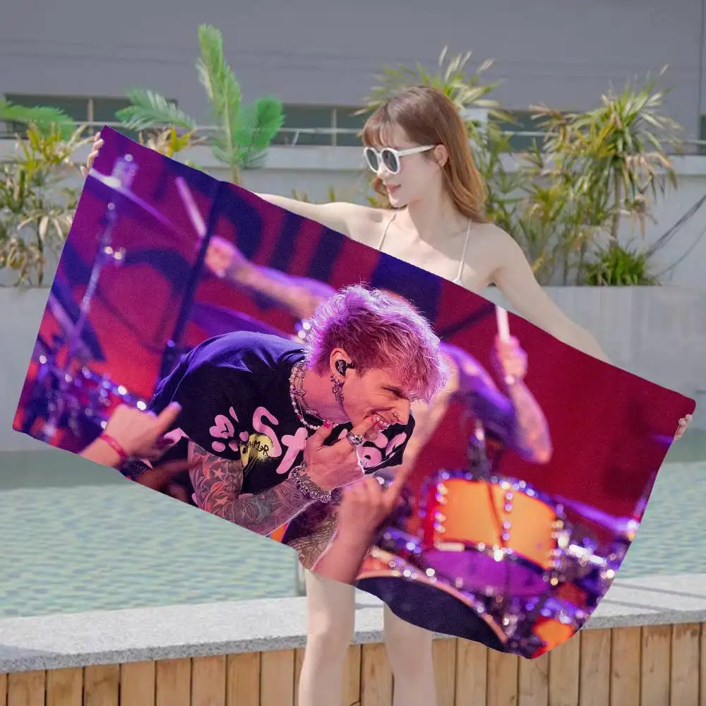 Rapper MGK M-Machine Gun K-Kelly Beach Towel Colorful Bath Towels for Girl Microfiber Quick Dry Custom Sand Free Beach Yoga Spa