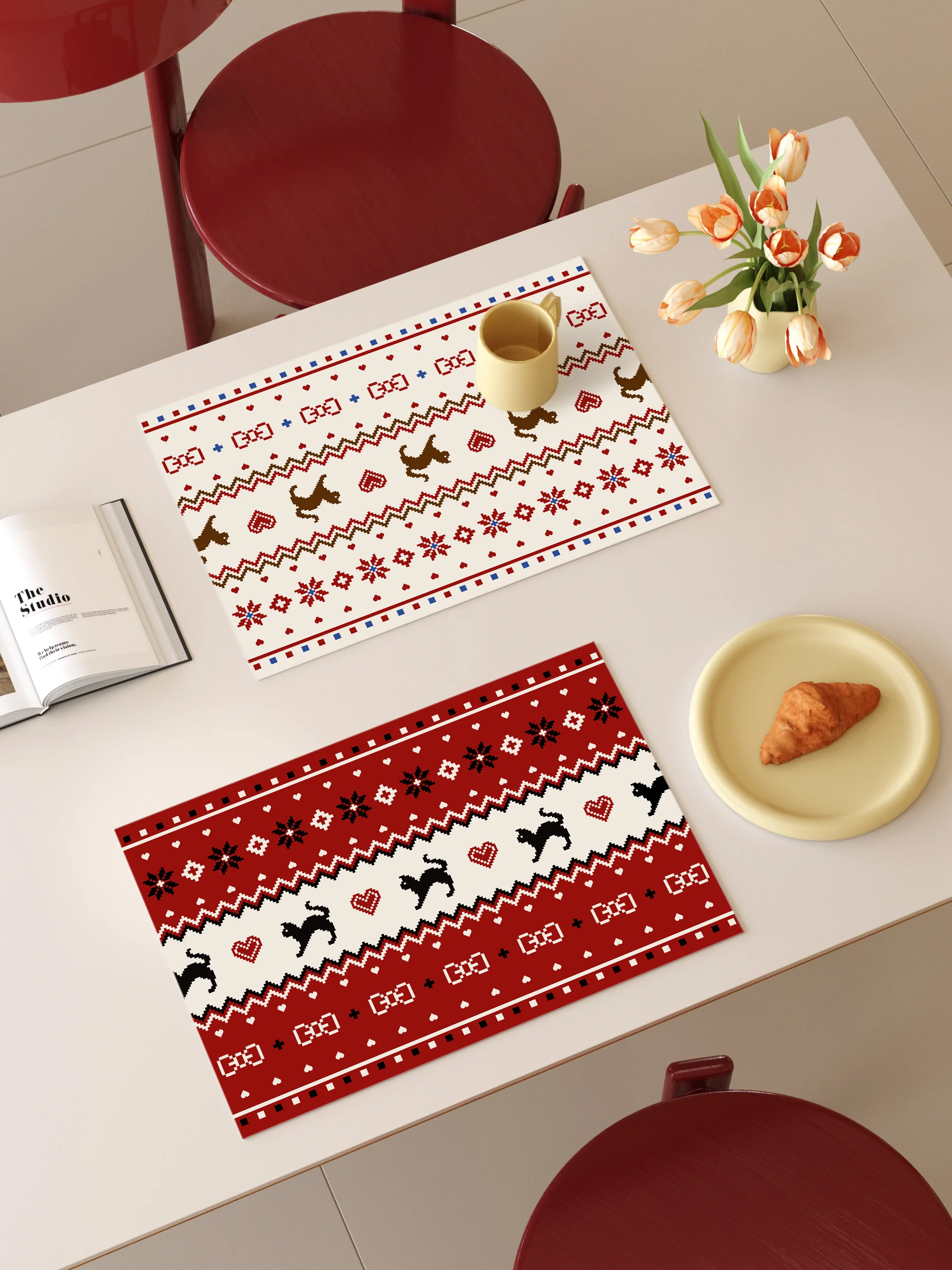 

Ferris Island High-End Leather Dining Table Mat Oil Waterproof Heat Insulation Western Dinner Pad Bar Photo Table Mat