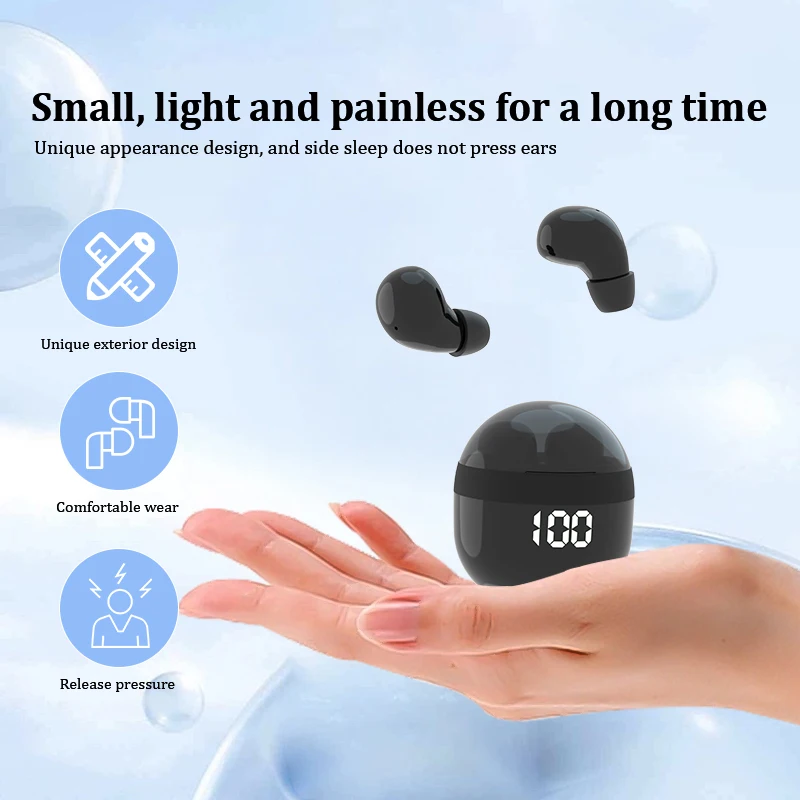 

NEW SK Mini Headphones Wireless Bluetooth Earphones Sleep Headset with Mic Noise Reduction Heavy Bass Earbuds for Smart phone