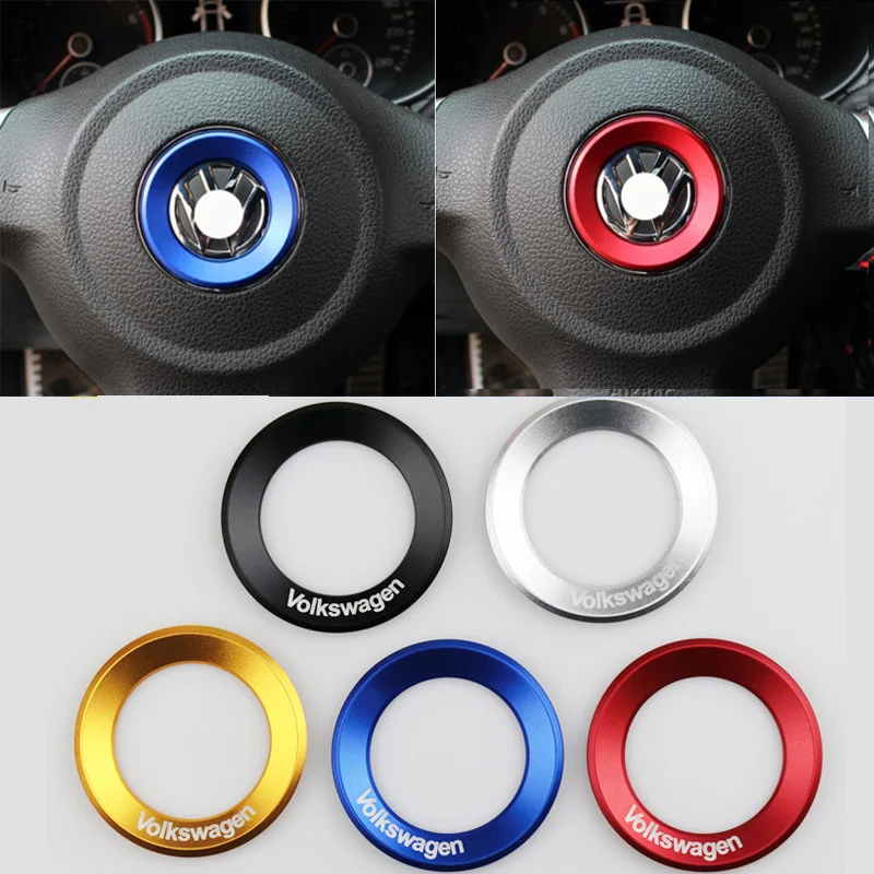 Car Steering Wheel Auto Emblem Sticker Accessories For Volkswagen GTI R-Line R Polo T5 Golf Passat Scirocco Jetta Arteon Sagitar