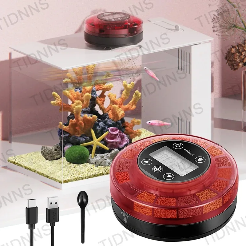 Newest Automatic Fish Feeder For Aquarium Automatic Food Dispenser With Timer Rechargeable Timer Feeder With LCD Display