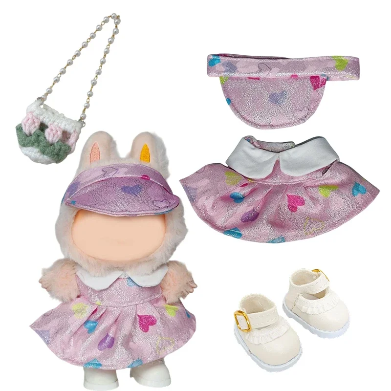 

For 17cm Labubu Clothes Outfit Plush Doll Clothes - Punk Style Leather Jacket & Boots | Edgy Fashion Set
