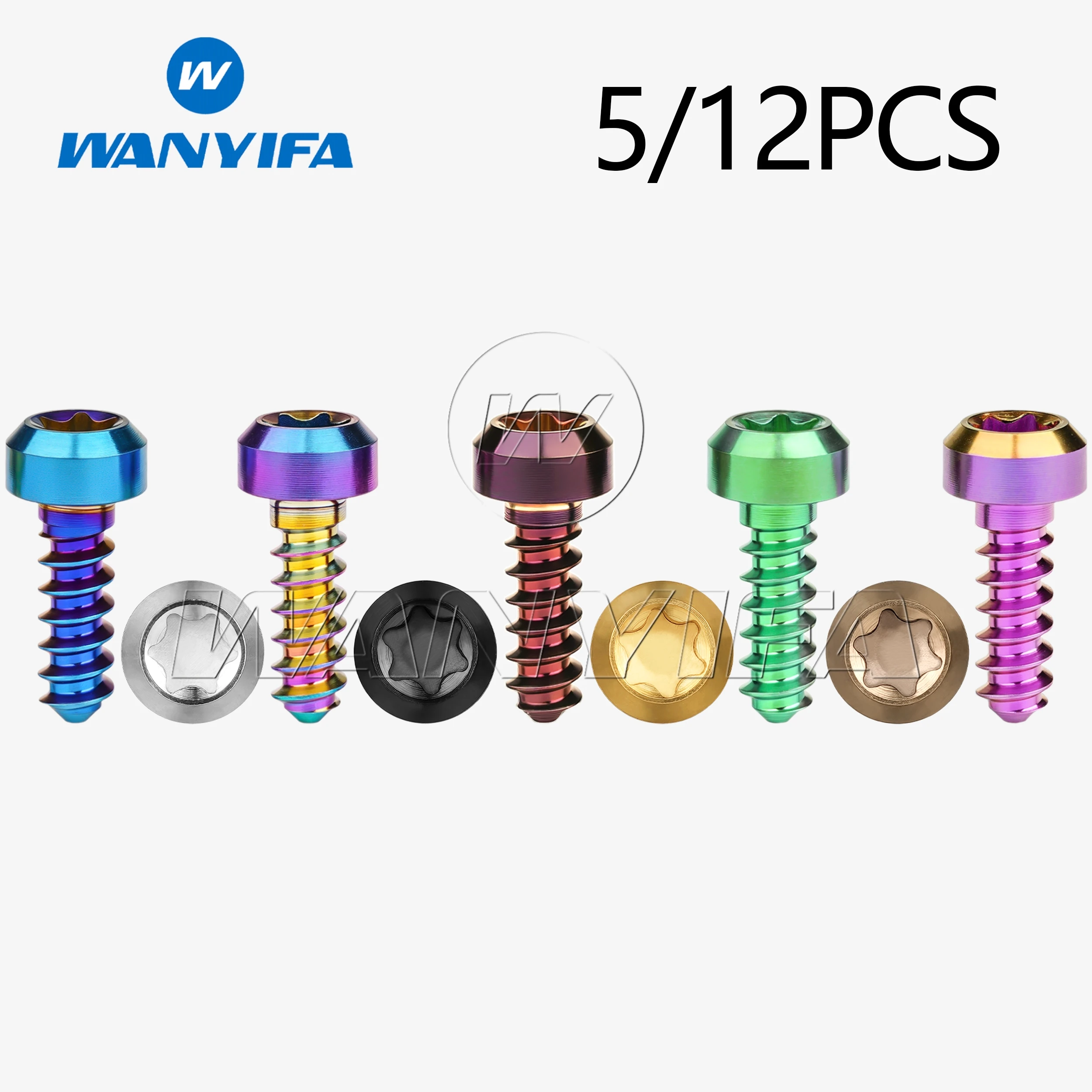 Wanyifa TC4/Gr5 M3 self-tapping Titanium Bolts T15 Torx Wrench Length 9mm Screws 5/12pcs