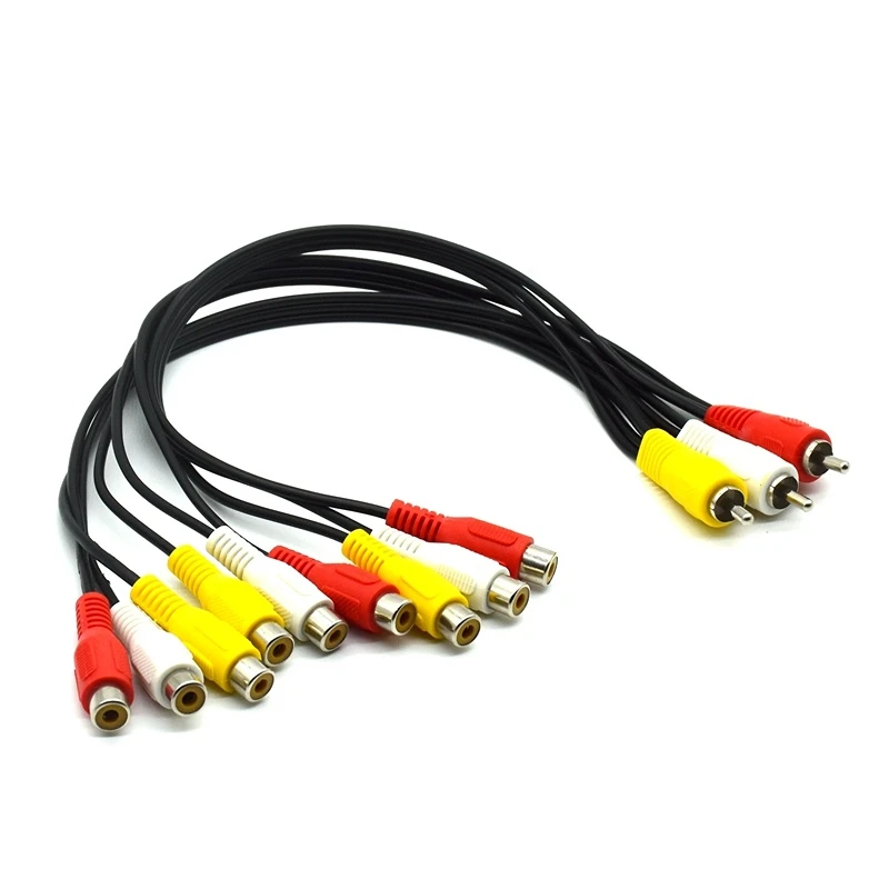 3RCA Audio Video Composite AV Cables 3 RCA Male to 6 RCA 9RCA Female Jack Splitter Adapter Cord for DVD Player TV Set-top Box