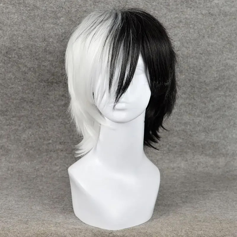 Anime Game Danganronpa Bla and White Bear Wig Cosplay monokuma synthetic short fluffy hair   wig cap