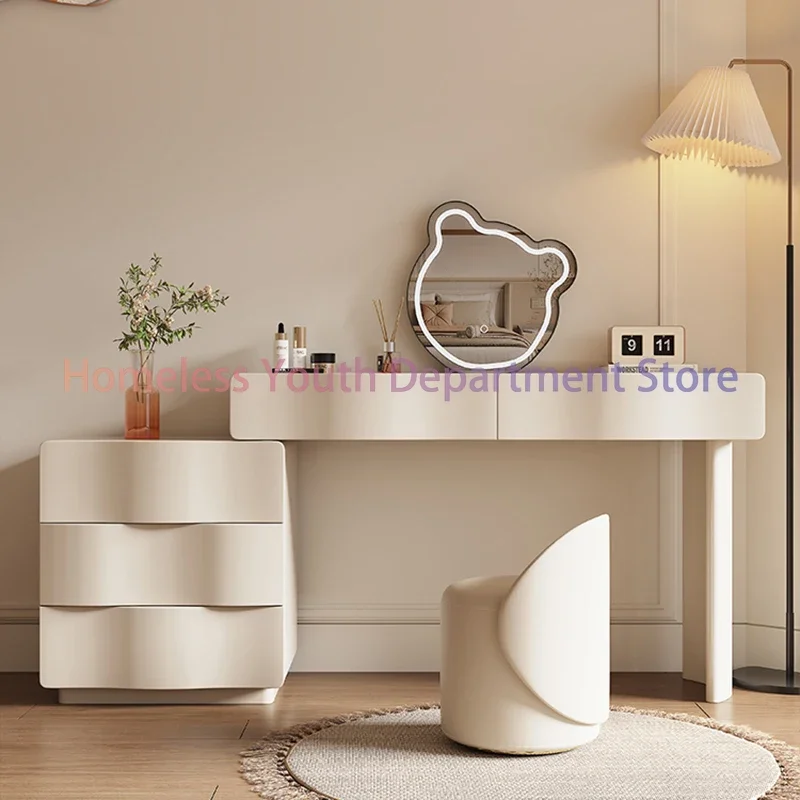 Luxury Solid Wood Dressing Table Mirror Bedroom White Drawer Dressing Table Girls Storage Penteadeira Para Quarto Furniture