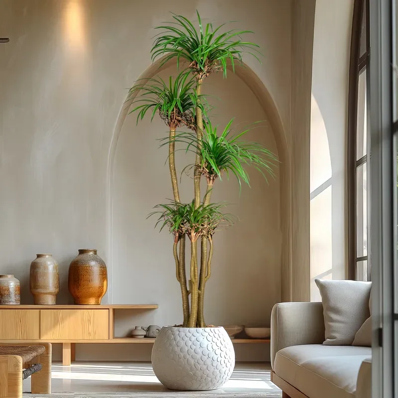 Artificial Dracaena Tree Potted Fake Green Plant for Home Office Decor Indoor Outdoor Plastic Foliage Decoration Realistic