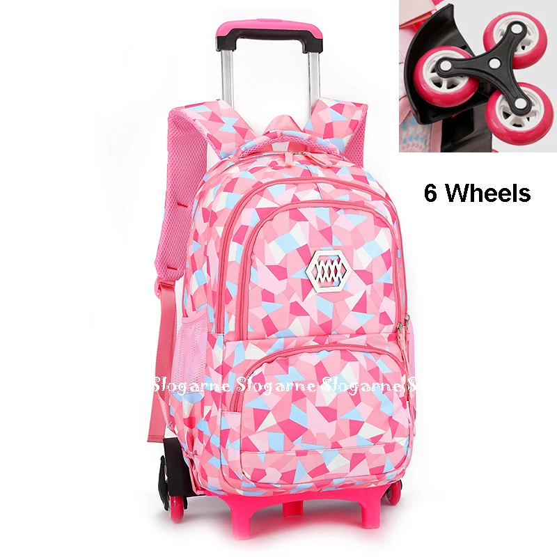 Sacs d'école roulants pour filles sac à dos enfants sacs à dos d'école imperméables avec roues collège chariot bagages sac à dos