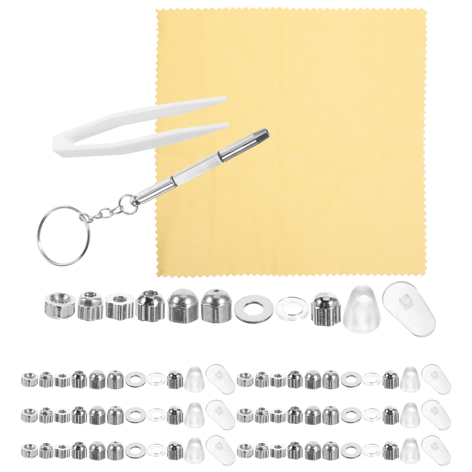 Glasses Accessories Screws Frame Repair Kit Tool Box Rimless Temples Gasket Parts Nose Pad (120 Nut Set) Nuts Chain Travel