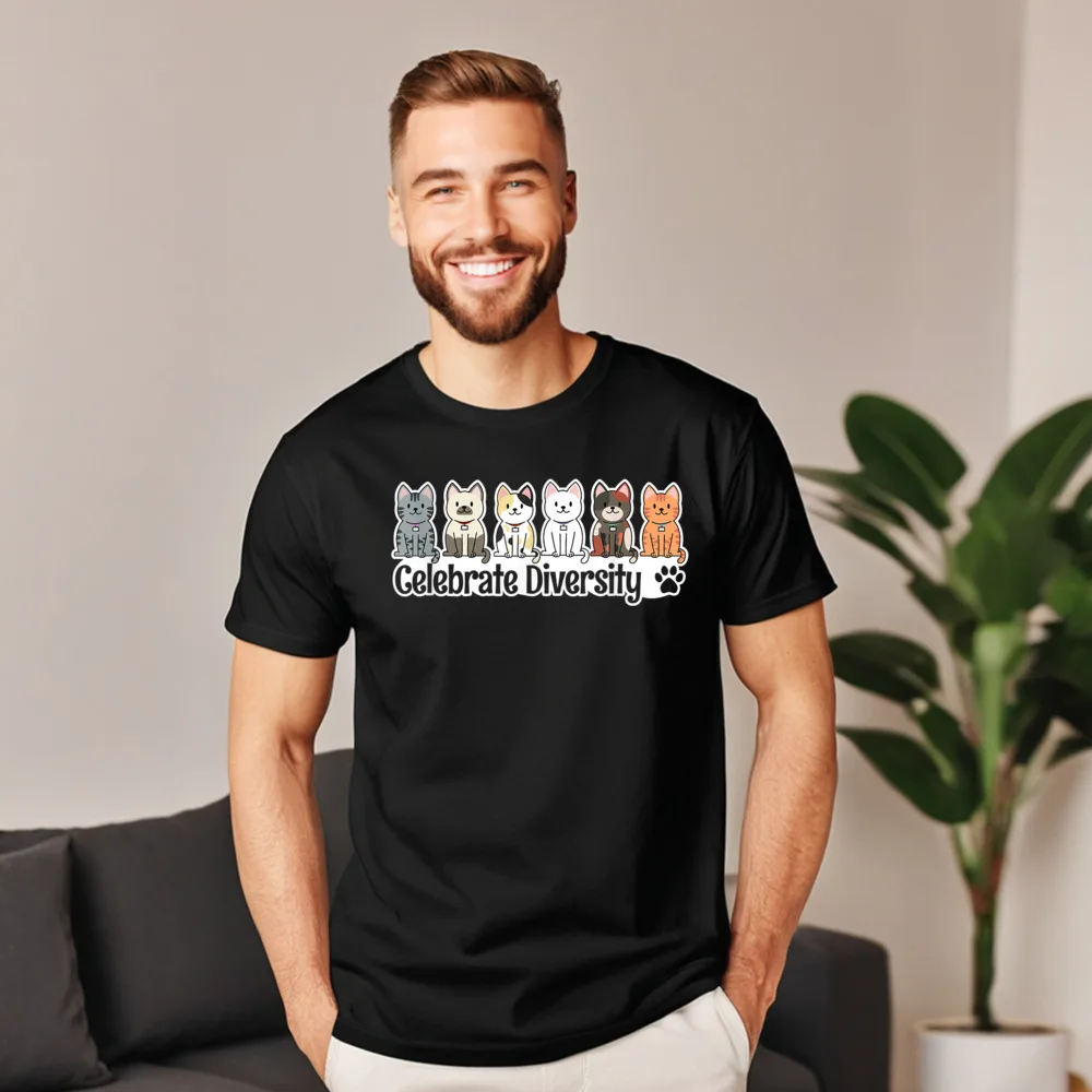 Slogan Gift for Cat Lovers Celebrate T-shirts Dad Discount Thanksgiving Day Round Neck Cotton Short Sleeve T-shirts Tops Shirt