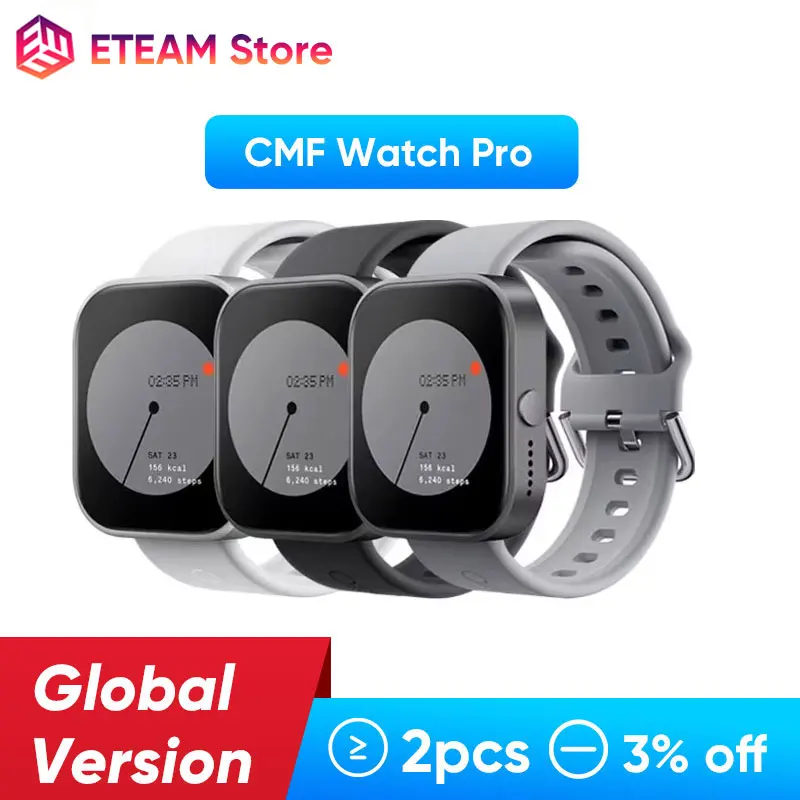 الإصدار العالمي CMF من Nothing Watch Pro Smartwatch 1.96 بوصة IP68 مراقبة الصحة المقاومة للماء شاشة AMOLED CMF Wacth Pro