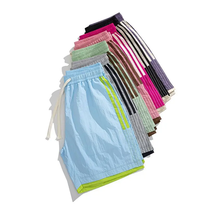 

Цветные шорты для пар, мужские и женские быстросохнущие свободные прямые шорты для спорта на открытом воздухе, лоскутные тонкие футбольные шорты