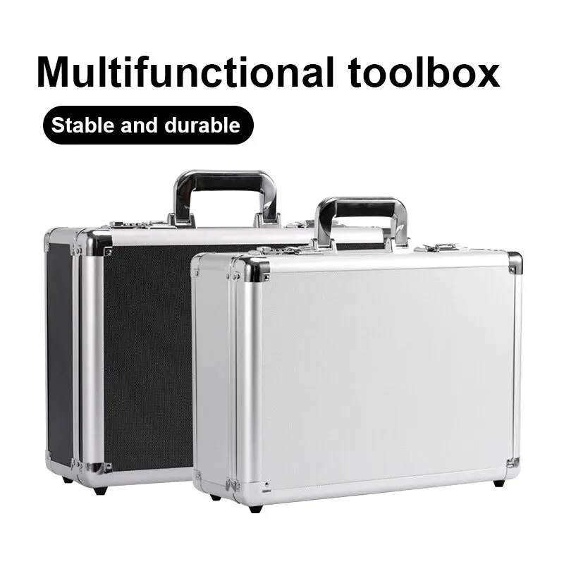 Caja de Herramientas portátil de aluminio, equipo de seguridad, caja de almacenamiento de instrumentos, Maleta resistente a impactos con esponja