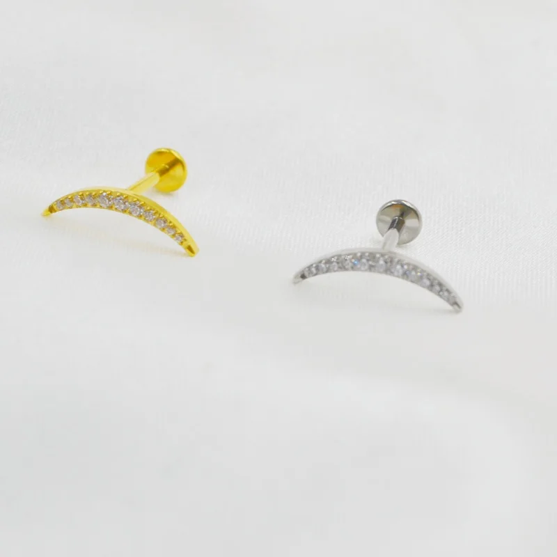 10pcs Body Jewelry 16G G23 Titanium  CZ Lip Labret Bar Ear Helix Cartilage Tragus Rook Bar Stud Body Piercing Jewelry Shine