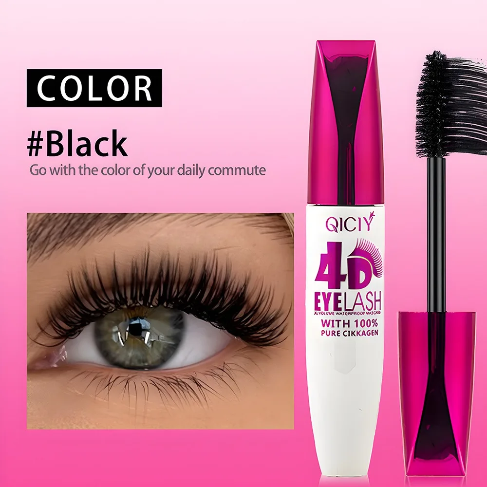 Black 4D Mascara Waterproof Extra Long Natural Curling Mascara Volume Lasting Smudge-Resistant Big Eye Makeup Novice Quick Start