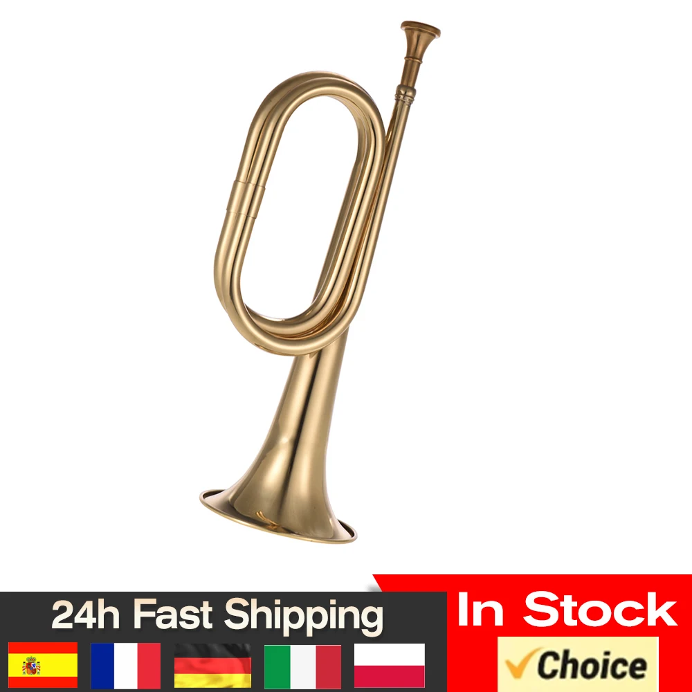 Bugle Call Trumpet Brass Cavalry Horn with Mouthpiece for School Band Cavalry Military Orchestra