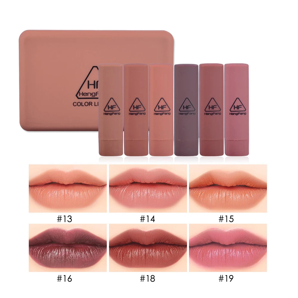 HengFang Kürbis Farbe Matte Langlebig Lippenstift Set Wasserdicht Batom Lip Kit Mit Spiegel Lippen Make-Up Lippenstift TSLM1