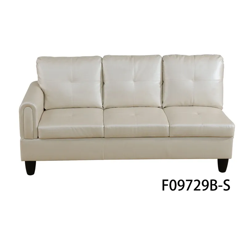 أرائك جلدية صناعية بيضاء لؤلؤية مكونة من 3 قطع مع مساحة تخزين من الجلد العثماني المسامي بطبقة مزدوجة أرائك أنيقة لغرفة المعيشة