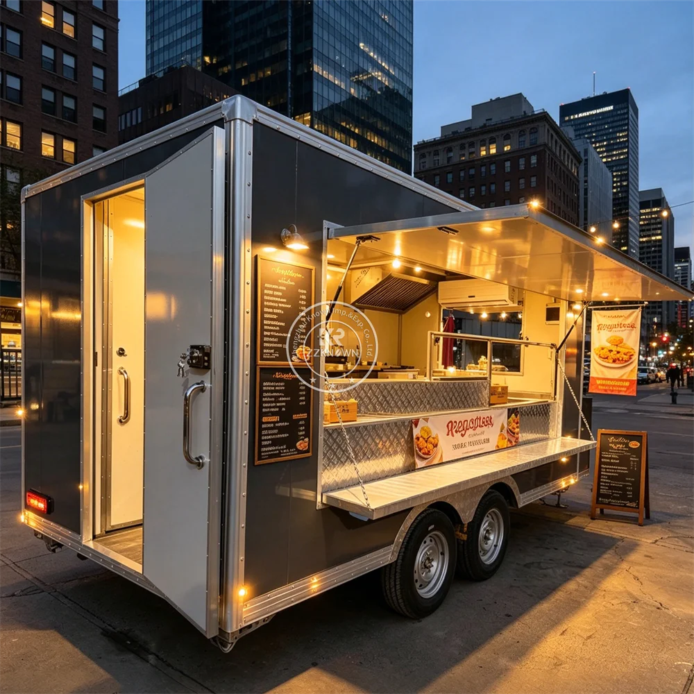 

Mobile Concession Catering Trailer Taco Pizza Fast Food Trailer Ice Cream Coffee Food Truck With Full Kitchen Equipments