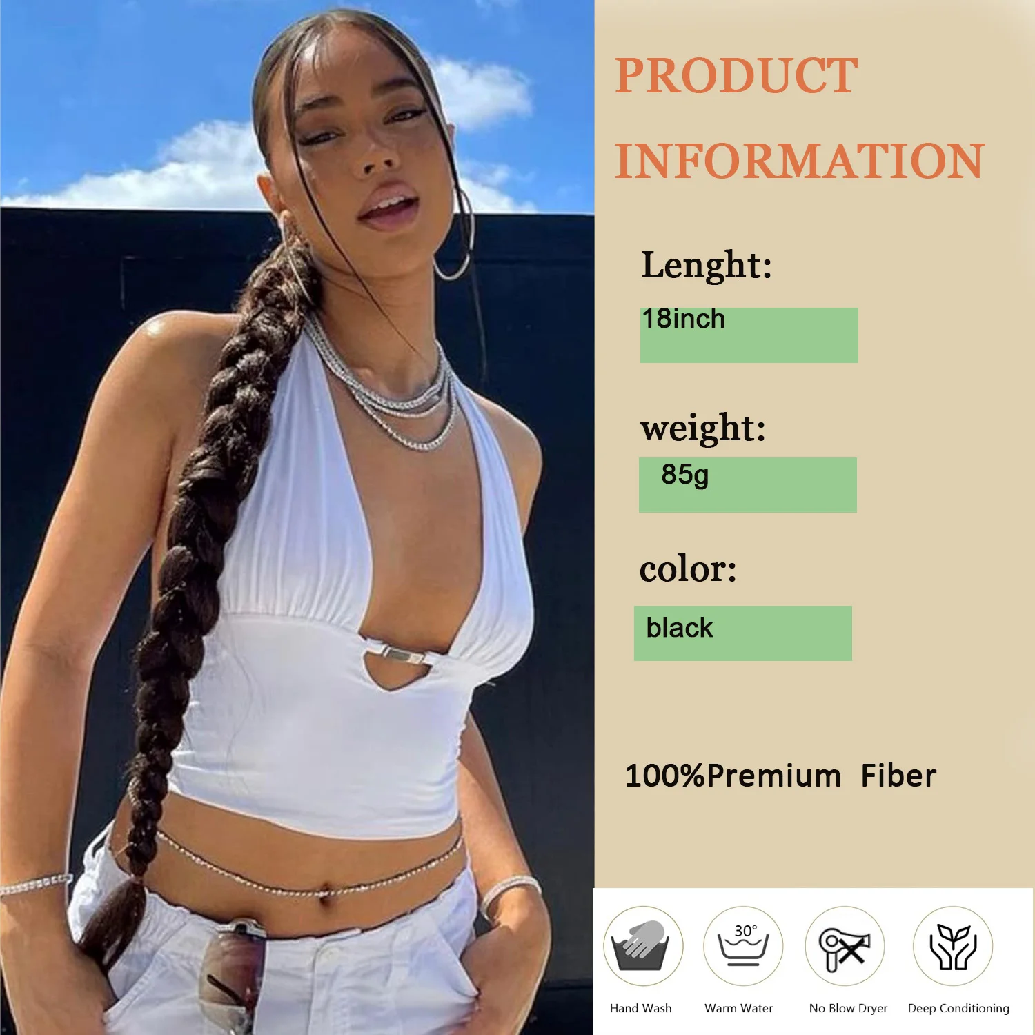 Rabo de cavalo trançado com cordão longo para mulheres, fácil de aplicar, aparência natural, cabelo sintético de alta qualidade