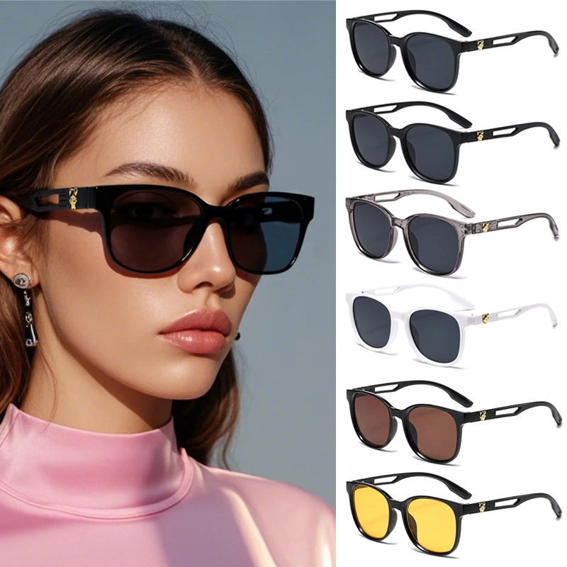 

Motorcycle 6pcs Cat Eye Oval Simple Sunglasses Women OutdoorDriving Shades Luxury Minimalist Leopard Pattern Design Eyeglasses