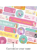 50 150 Uds etiquetas de nombres autoadhesivas pegatinas de nombres escolares etiquetas de nombres de ropa para niños etiquetas de nombres rosas
