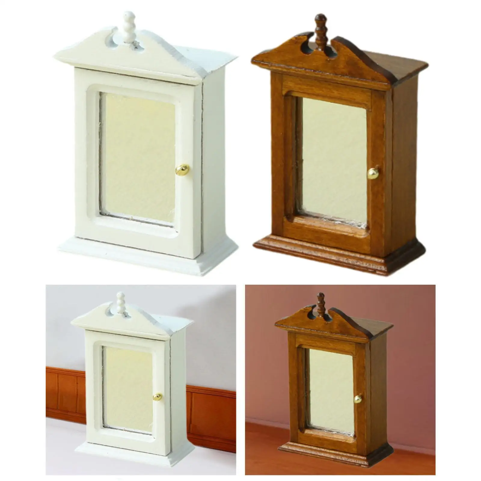 1:12 スケール ドールハウス ミニチュア ワードローブ 家具モデル アクセサリー シミュレートされたクラシック木製ミニワードローブモデル 子供用