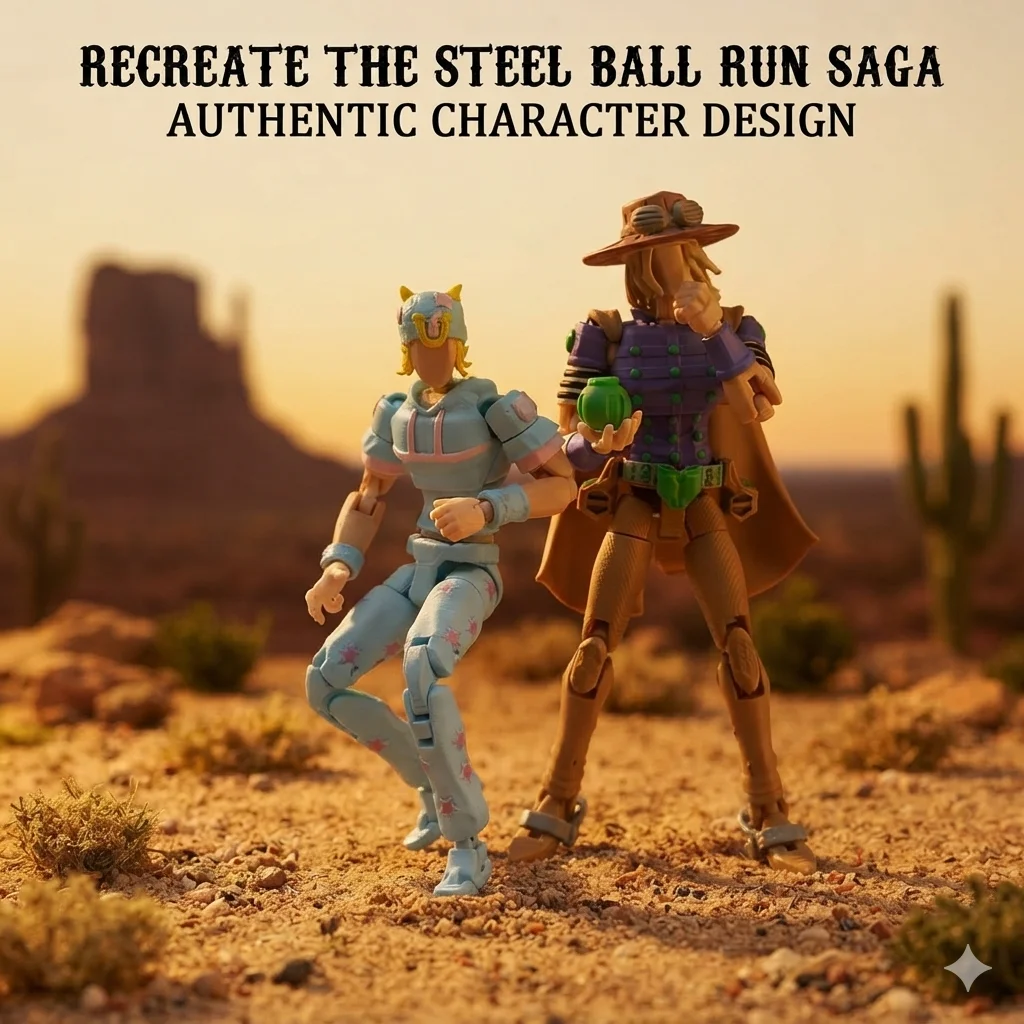 JOJOs 3D Printed Articulated Johnny Gyro Action Figure Collectible Anime Figurine For Collection Desktop Decor Christmas Gift - view 6
