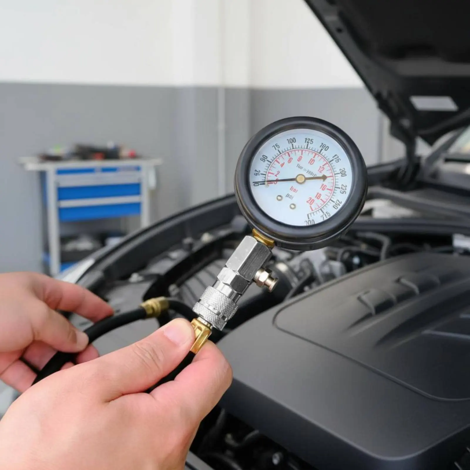 Cylinder Compression Tester Multiple Adapters Engine Compression Gauge Car Cylinder Pressure Tester Portable Case for Garage