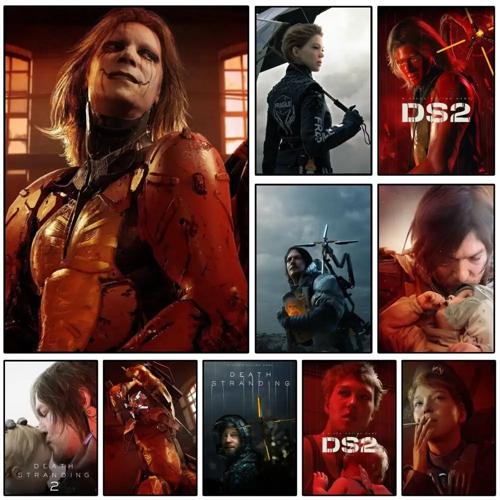 1 STÜCK Spiel Death Stranding 2 On the Beach Poster Selbstklebende Kunst Wasserdichter Papieraufkleber Kaffeehaus Bar Zimmer Wanddekoration
