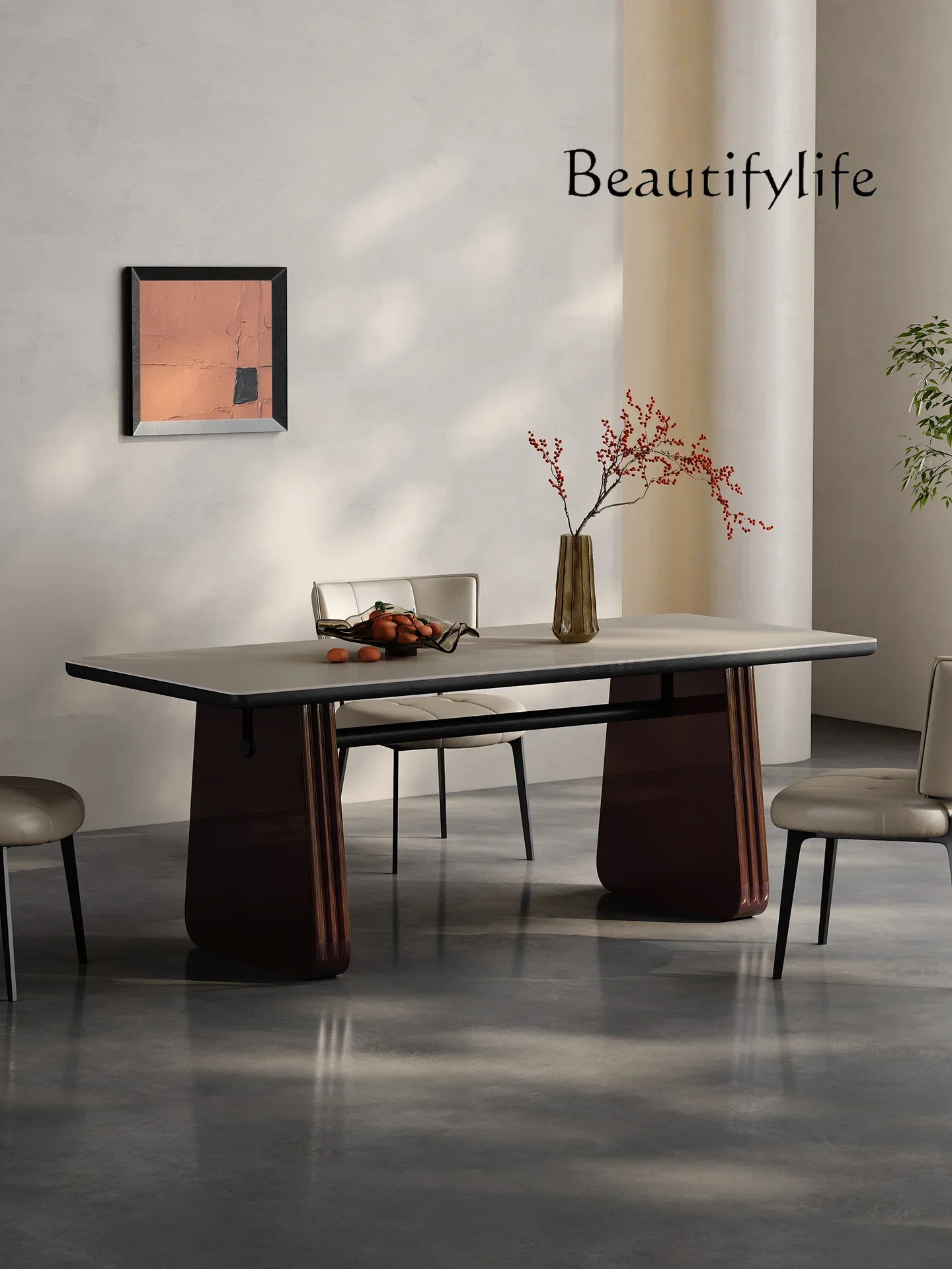 

J AA Italian Minimalist Glass Dining Table And Chair Combination Home Living Room Paint Modern Minimalist Designer Dining Table