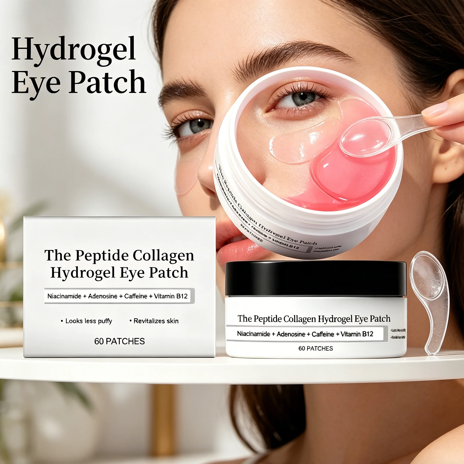 60Pad Eye Skin Care Mask Collagen Eye Masks Deep Moisturizing Lightweight Non-sticky Anti Dark Cireles Eyes Bags Increases Elasticity Brightness Reduces Dullness Care