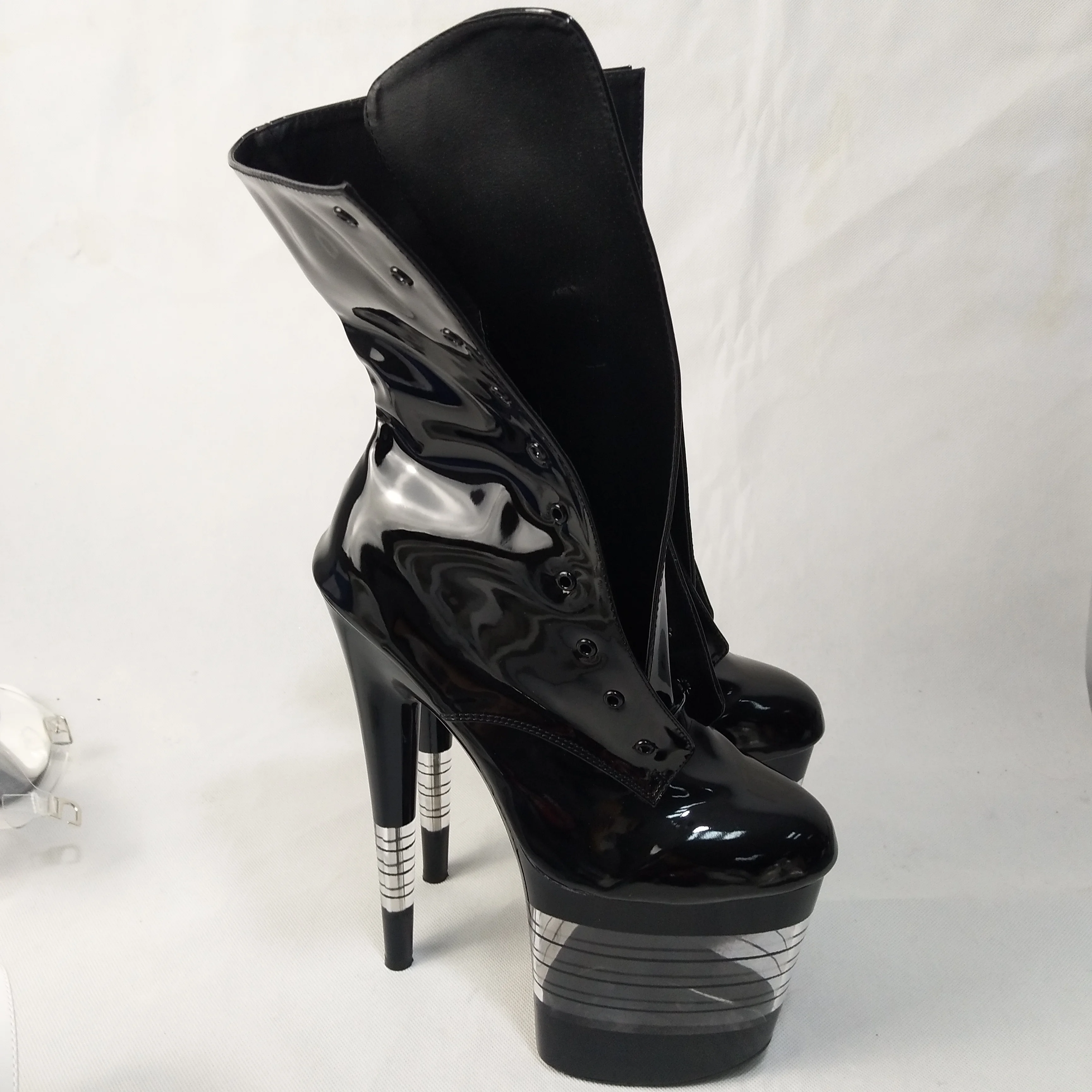 Women's motorcycle boots, 20 cm sexy stage boots, fashion women's ankle boots, crystal pinheel stripe, ankle dance shoes