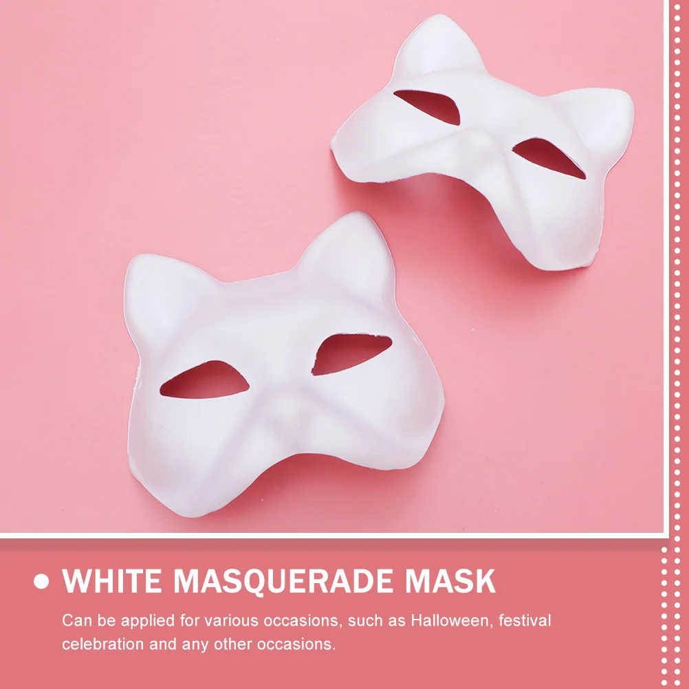 Witte Kat Masker Halloween Handgeschilderde Pulp Maskers Gezichtsmaskerade voor Vrouwen Prom